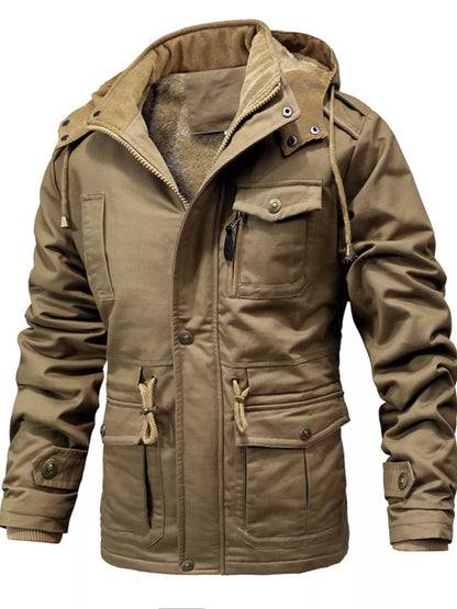 Men's Full Size Zip Up Multiple Pockets Jacket Plus Size