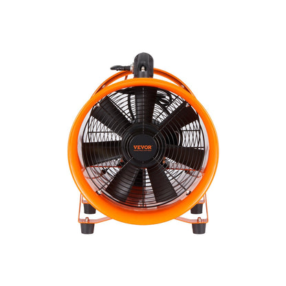 VEVOR Portable Ventilator, 12 Inch Heavy Duty Cylinder Fan With 16.4ft Duct Hose, 585W Strong Shop Exhaust Blower 3198CFM, Industrial Utility Blower For Sucking Dust, Smoke, Smoke Home Workplace