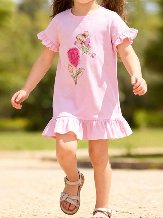 Children's Ruffled Hem Short Sleeve Dress