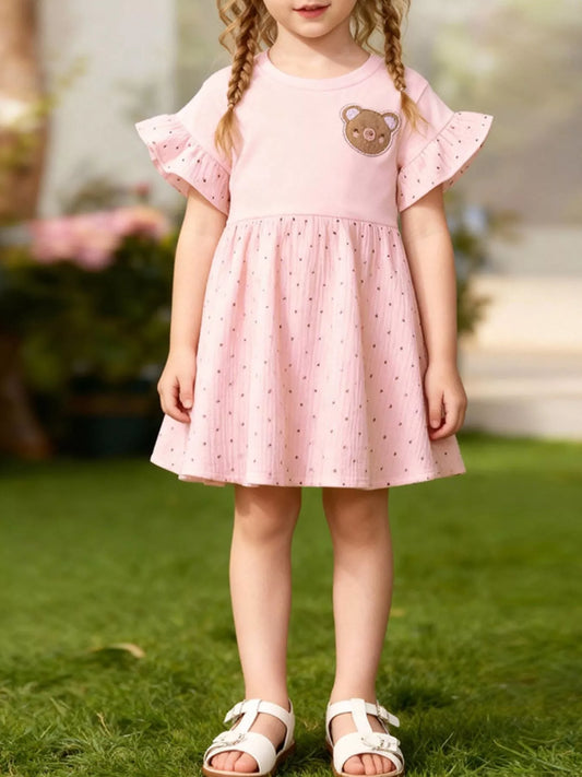 Children's Bear Ruffle Short Sleeve Dress