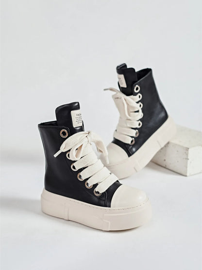 Platform Lace Up Contrast Sneakers