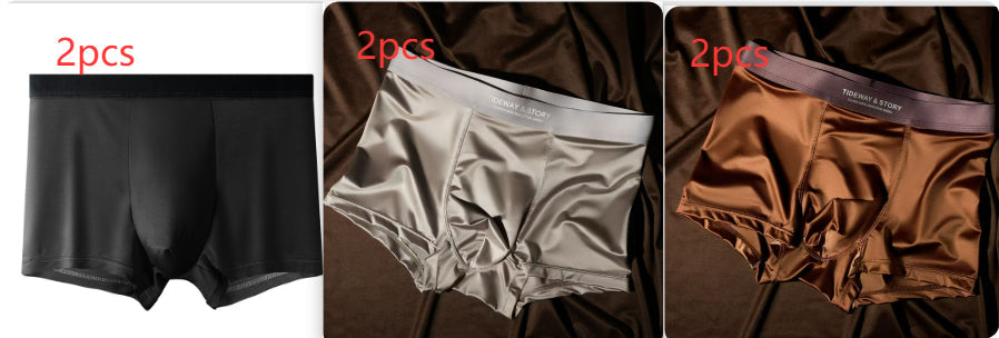Ice Silk Mens Underwear Light Luxury Satin Boxers