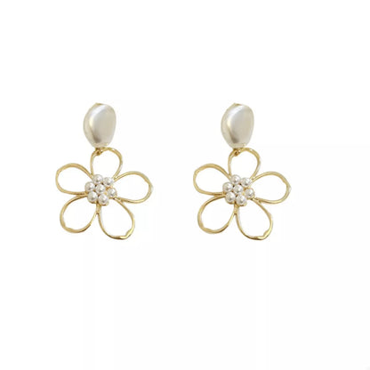 Pearl & Floral Drop Earrings