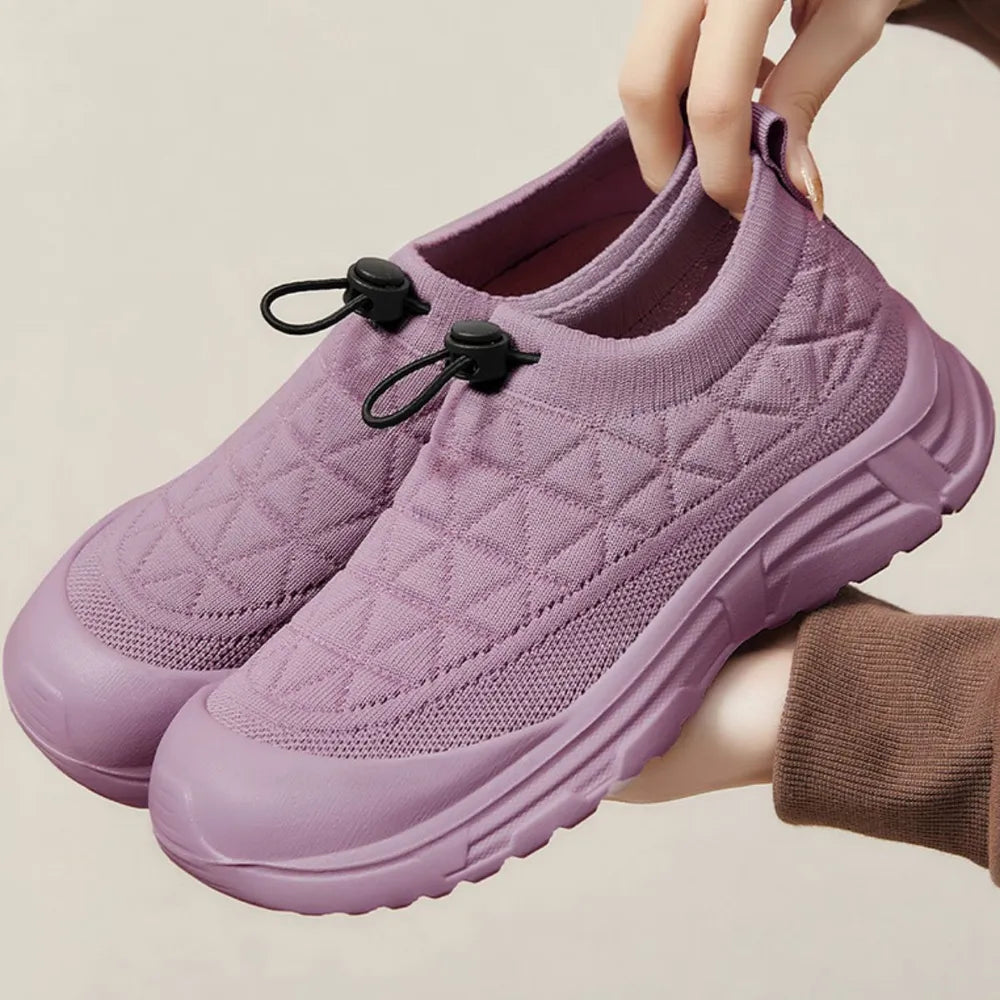 Drawstring Mesh Round Toe Sneakers