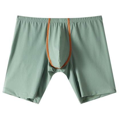 Lengthened Underwear Ice Silk Sexy Men's Boxers Mid-waist U Convex Sexy Quick-drying