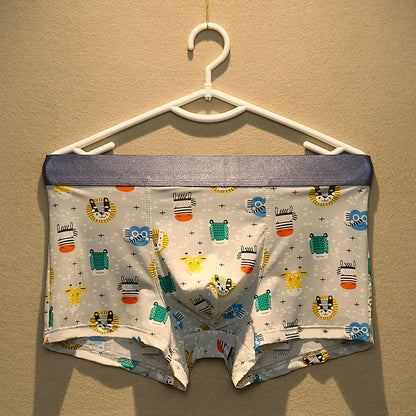 Youth Cartoon Printed Breathable Waist Boxer Shorts