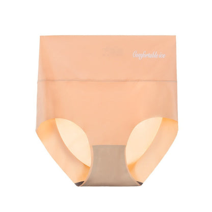 High Waist Ice Silk Seamless Panties Women's Belly Contracting And Hip Lifting