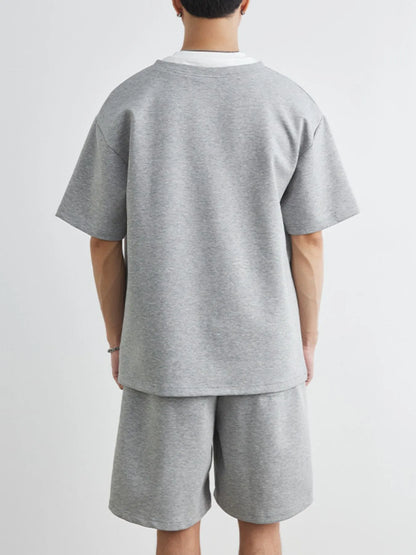 Men's Plus Size Half Sleeve Top and Shorts Set