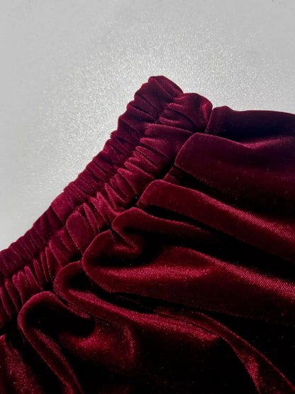 Plus Size Ruffled Velvet Elastic Waist Skirt