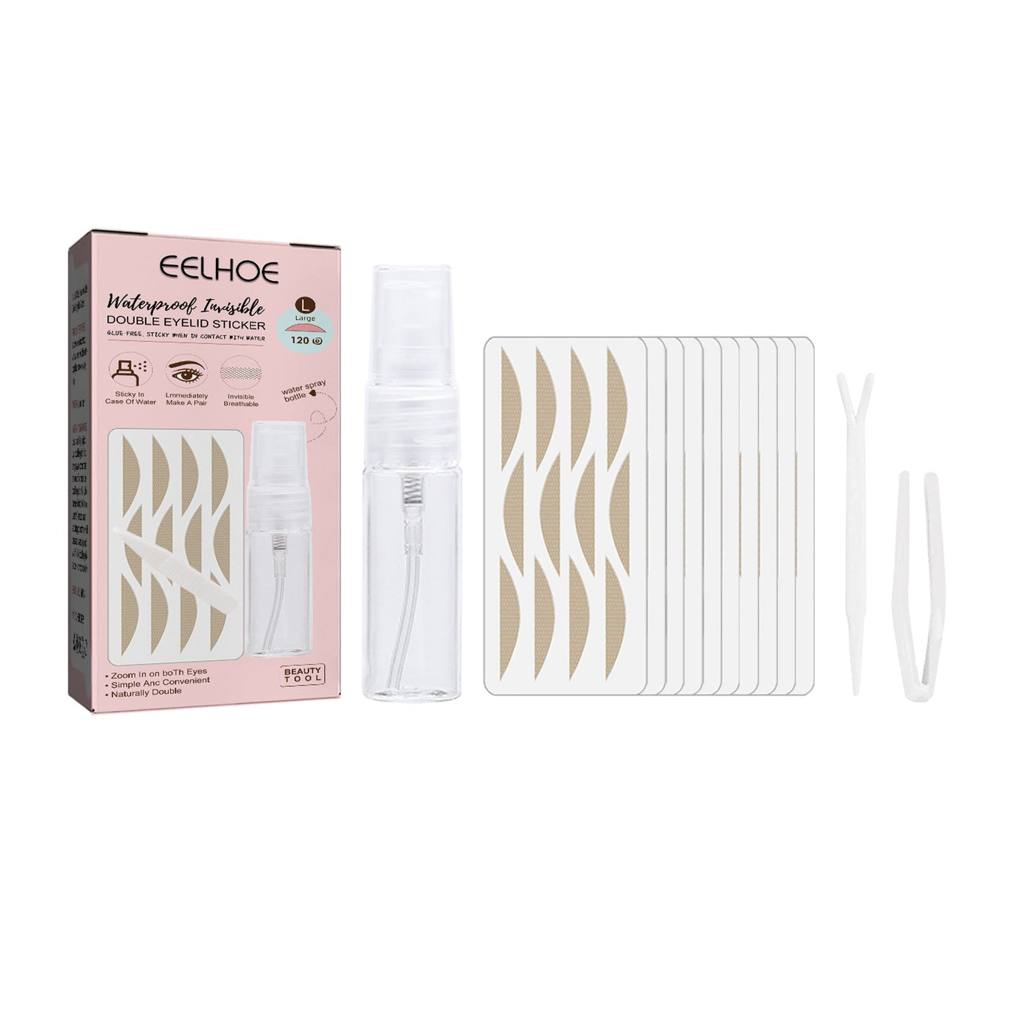 EELHOE Lace Non-trace Double Eyelid Tape, Natural Non-trace Non-glue Lace Double Eyelid Tape
