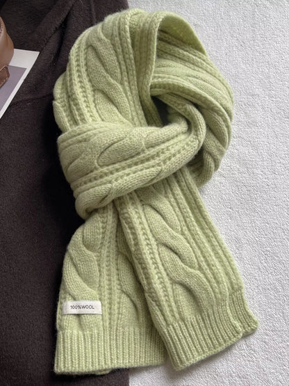Wool Cable Knit Winter Scarf