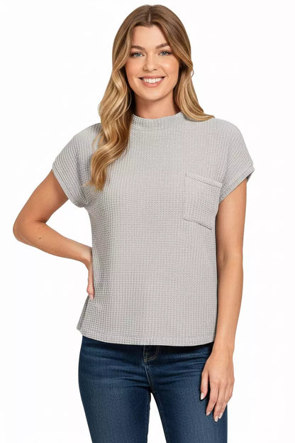 Zenana Chenille Waffle Short Sleeve Sweater