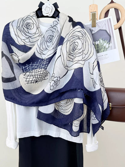 Flower Print Lightweight Scarf