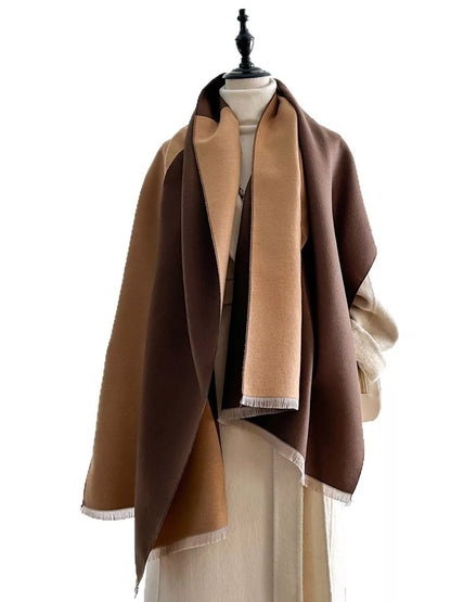 Two-Tone Raw Hem Scarf