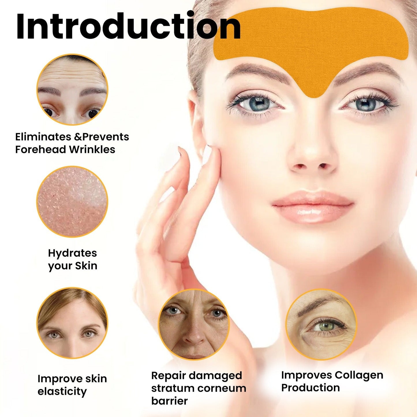 Forehead Wrinkle Patch,Anti-Wrinkle Forehead Patches With Collagen & Centella Asiatica For Frown Lines, Wrinkles, Fine Lines