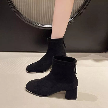 Square Toe Block Heels Boots
