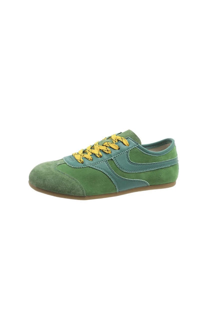Round Toe Lace Up Flat Sneakers