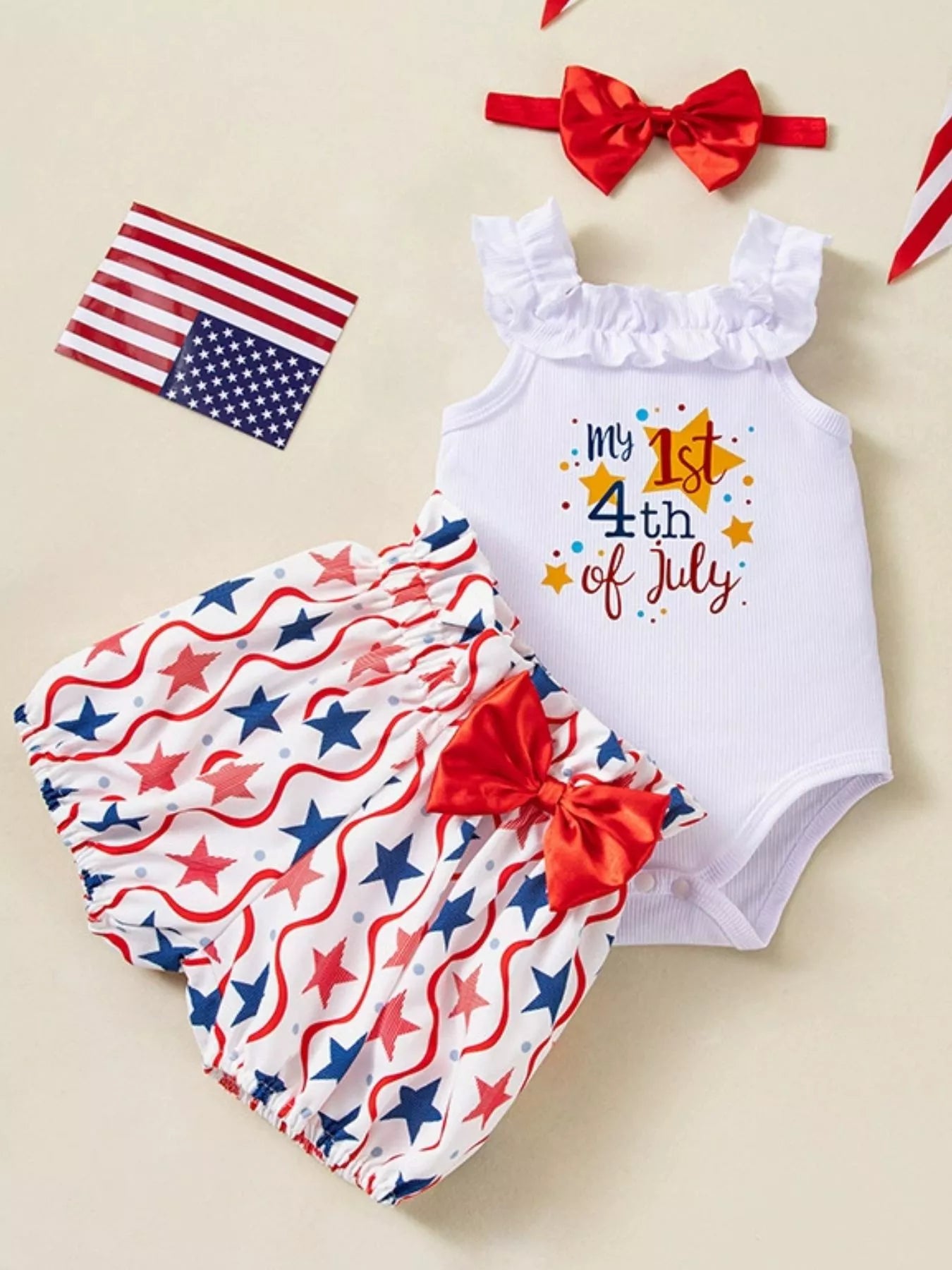 Children's Patriotic Star Print Outfit Set