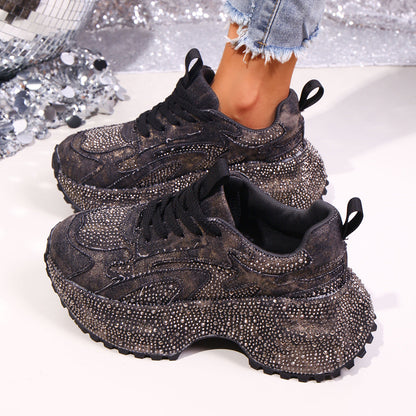 Rhinestone Lace Up Sneaker
