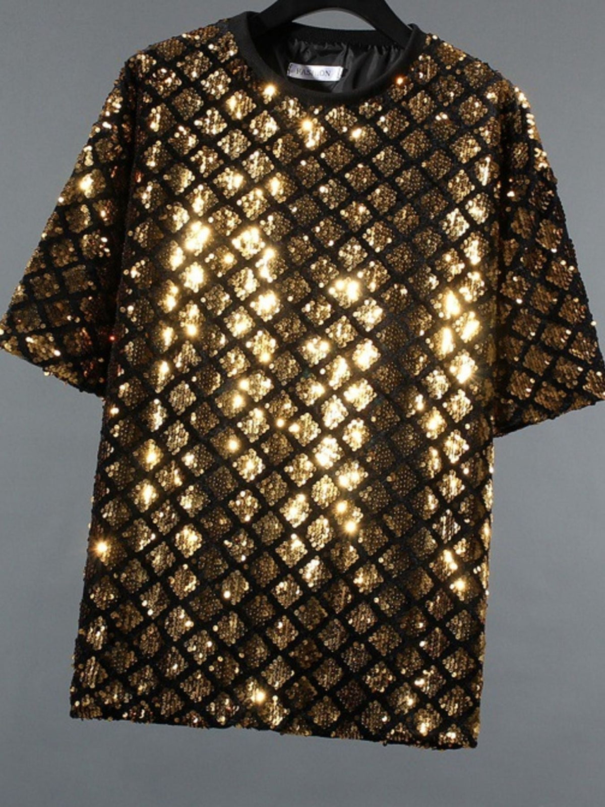 Men's Sequin Round Neck T-Shirt