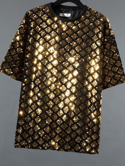 Men's Sequin Round Neck T-Shirt