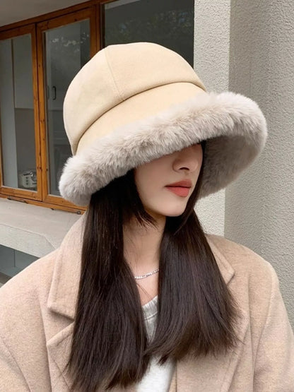 Fuzzy Trim Bucket Hat