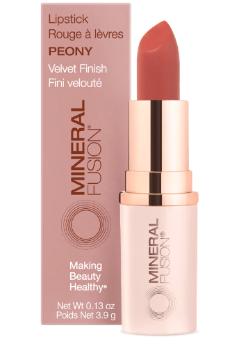Mineral Fusion Lipstick - Peony Velvet Finish, Hydrating, Long Lasting, .137 Oz