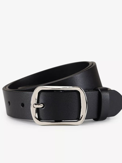 Classic Square Buckle Leather Belt
