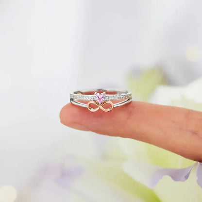 Heart Number 8 Zircon Double-Layered Ring