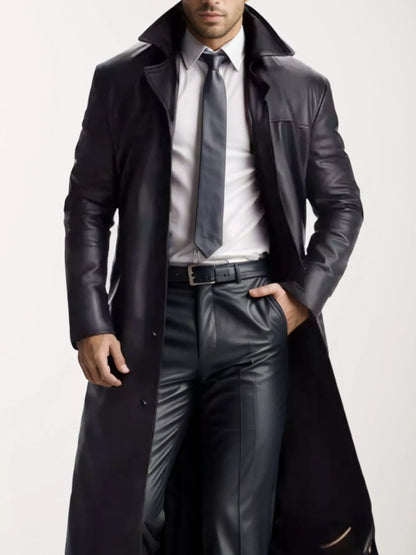 Men's Full Size Button Up Long Sleeve Longline Jacket Plus Size