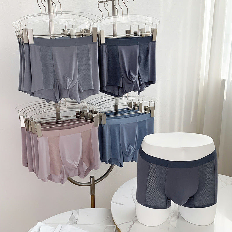 Seamless Nude Soft Mesh Stitching Men's Underwear