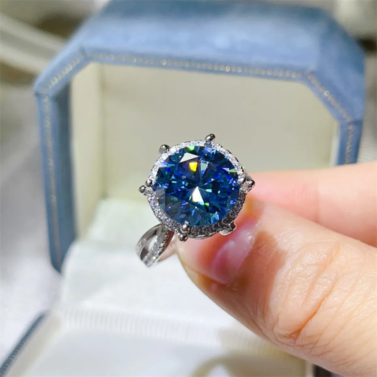 5 Carat Moissanite Halo Engagement Ring
