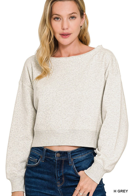 Zenana Fleece Boat-neck Sweatshirt
