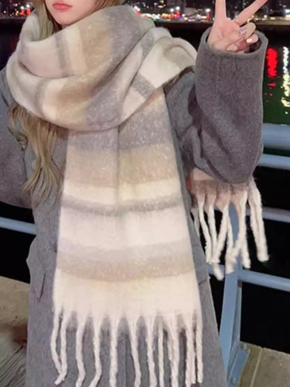 Striped Fringe Scarf