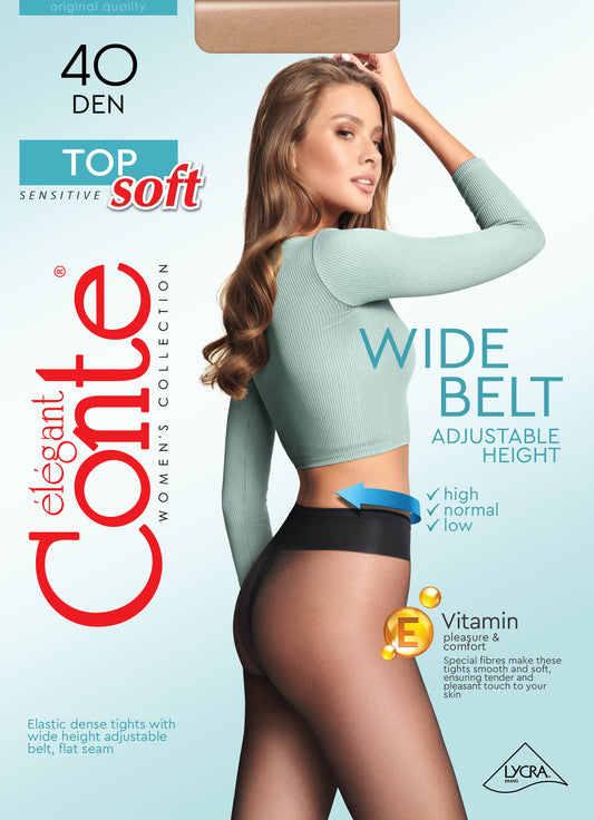 Tights Conte Top Soft 40 Den - Adjustable Fit for Sensitive Skin