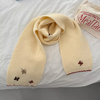 Butterfly Embroidered Knitted Scarf