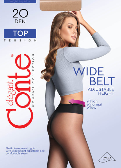 Tights Conte Top 20 Den - Low Waist Adjustable Belt