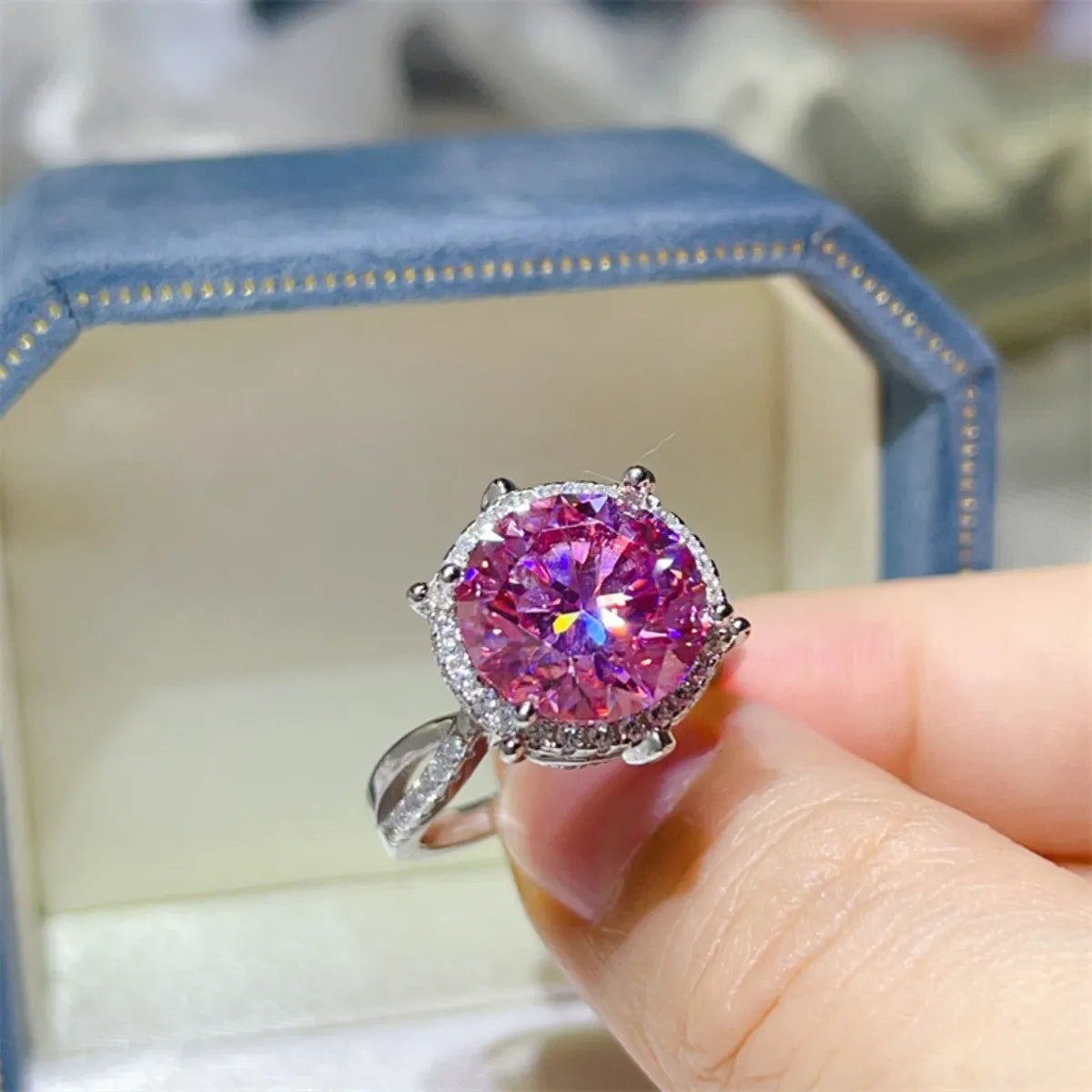 5 Carat Moissanite Halo Engagement Ring
