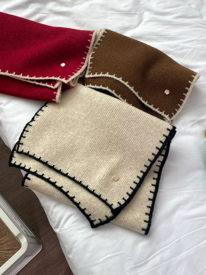 Contrast Trim Knit Scarf