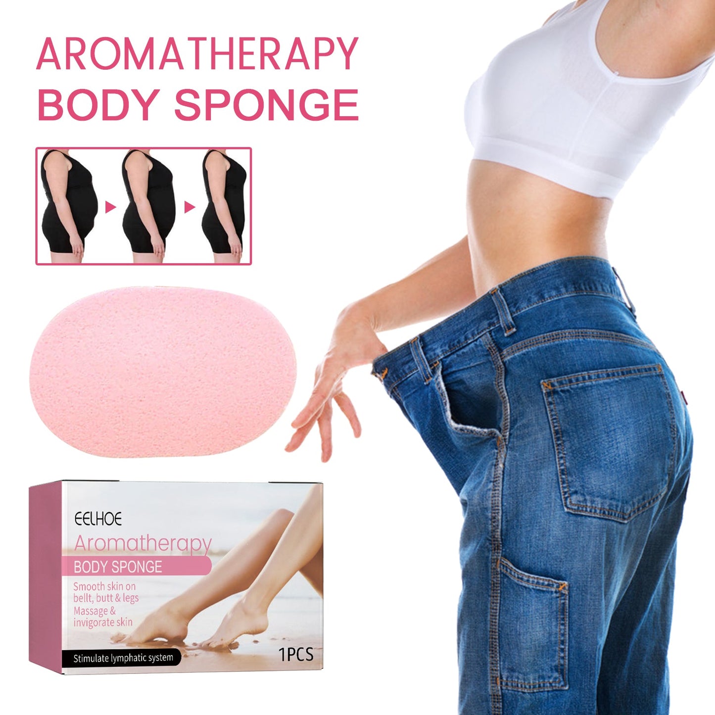 EELHOE Aromatherapy Body Sponge, Firming Skin Belly Calf Arm Toning Body Cleansing Bath Sponge