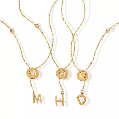 18K Gold-Plated Titanium Steel Letter Pendant Necklace