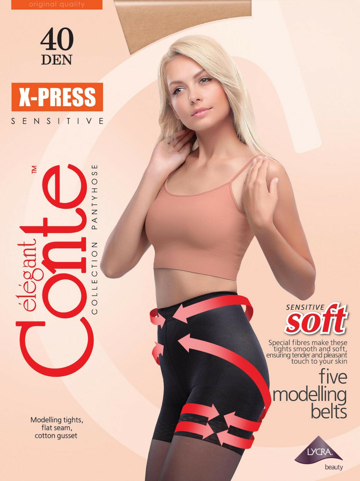 Conte X-Press Soft 40 Den - 5 Modelling Belts Control Top Women's Tights (8С-69СП)