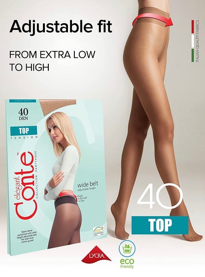 Conte Top 40 Den - Classic Women's Tights Sheer to Waist T-top Low Waist (8С-64СП)