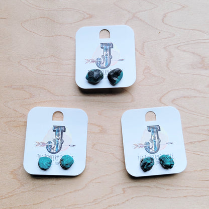 **Natural Green Turquoise Stud Earrings 205g