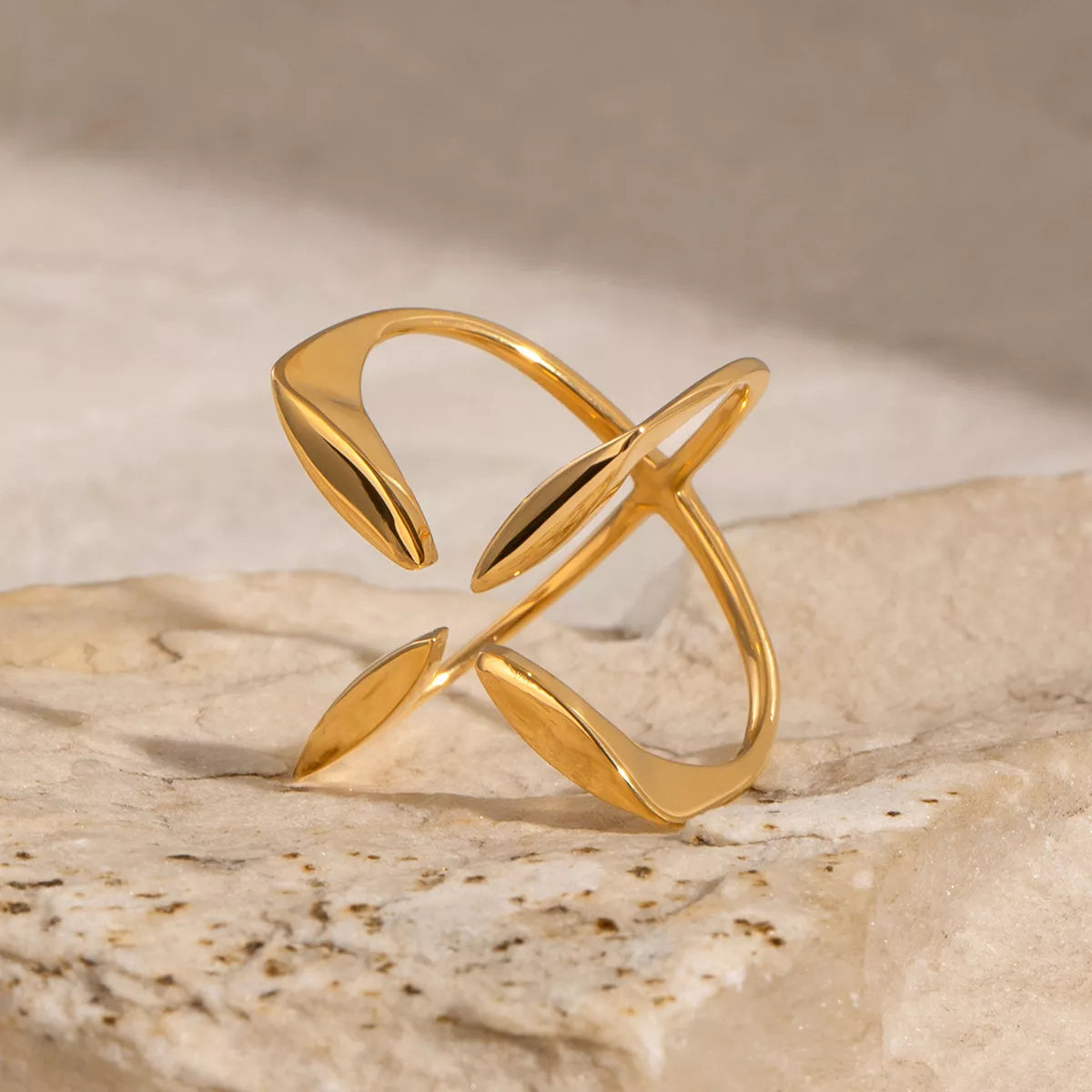 Stainless Steel Crisscross Open Ring