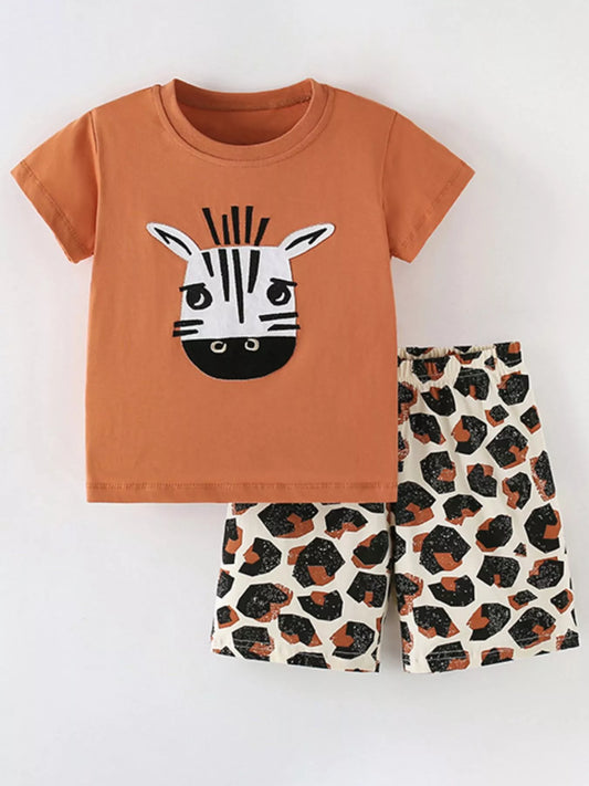 Children's Zebra Face Tee and Shorts Set