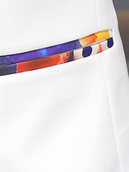 Men's Plus Size Printed Trim Slim Fit Blazer