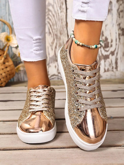 Sequin Lace Up Sneakers