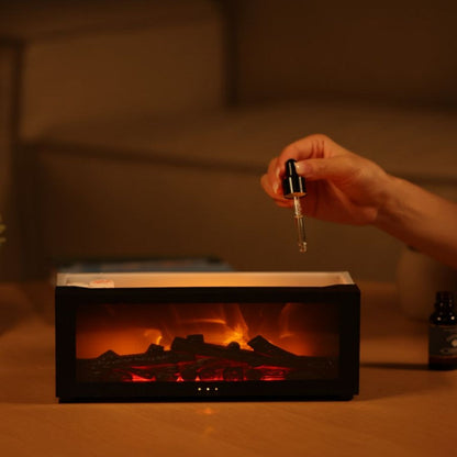 Fireplace Flame Aroma Diffuser 150ml Essential Oil Humidifier with LED Flame Effect Remote Control Timer USB