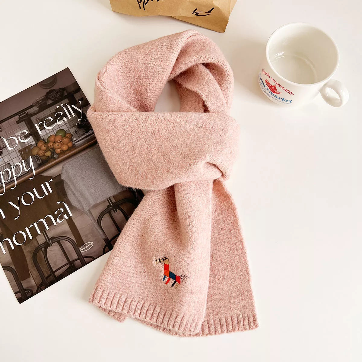 Embroidered Warm Winter Scarf